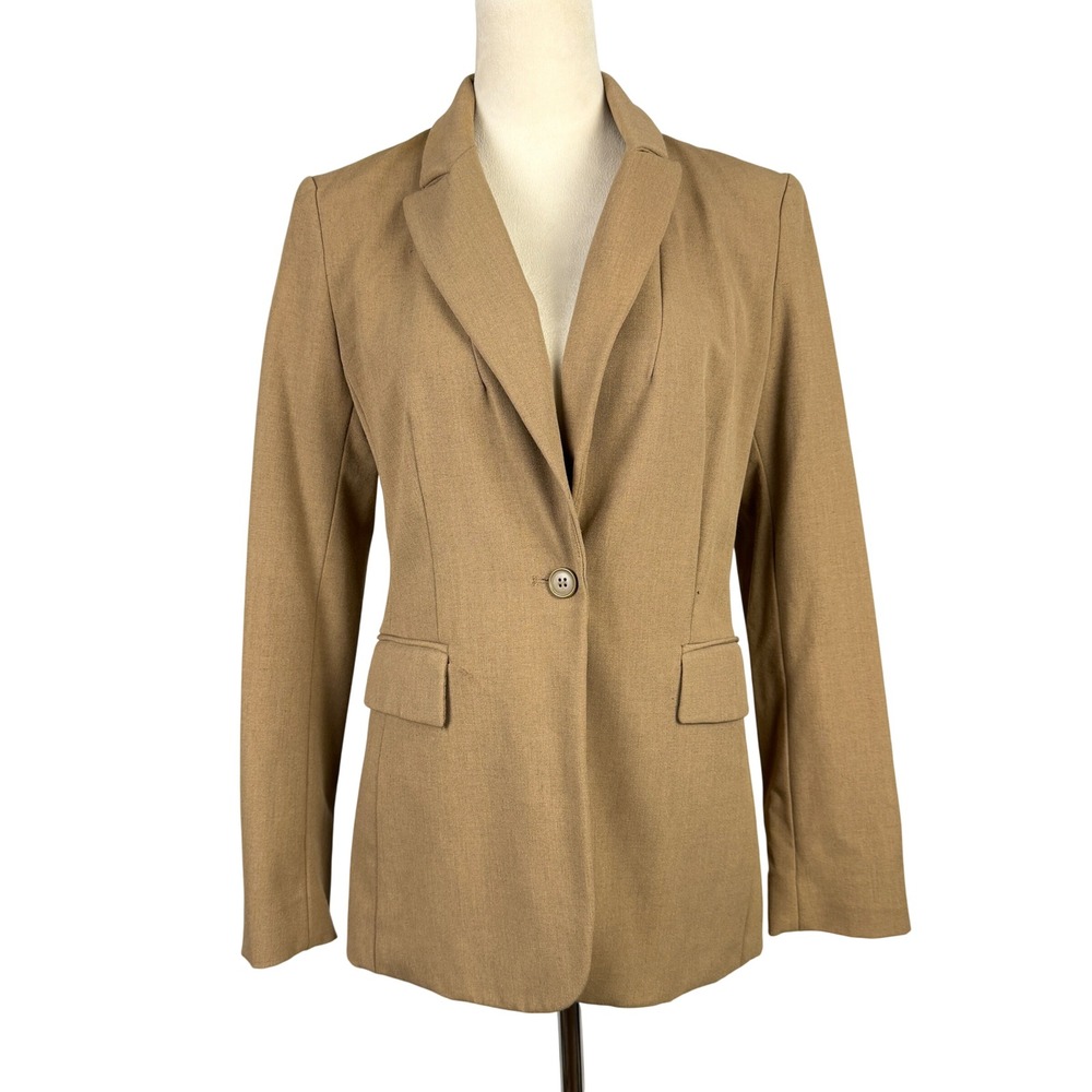 New York & Company Blazer Womens 6 Stretch Single Button Career Camel Tan